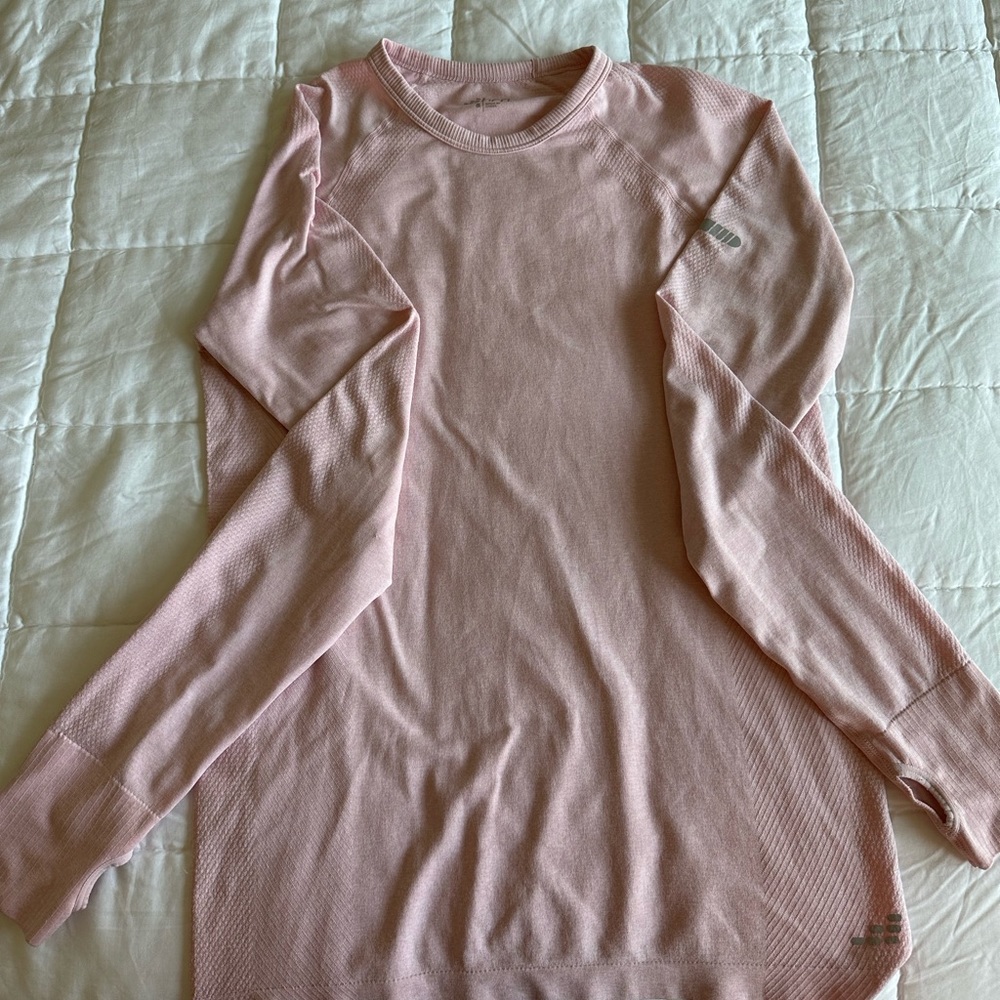 Pink long sleeve athletic top